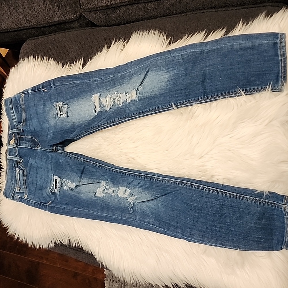 Express Factory Outlet Distressed Denim Jeans, Pre-loved in EUC, Sz 0